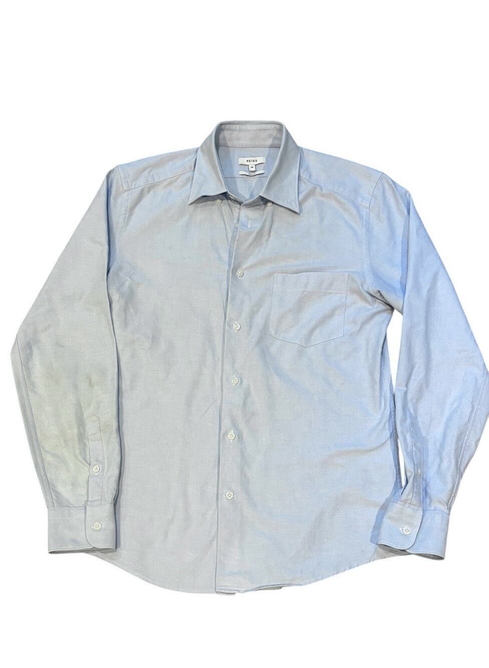 Reiss Blue Oxford Shirt Men's Medium Slim Fit Button Down Long Sleeve Cotton*